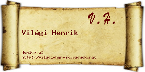 Világi Henrik névjegykártya